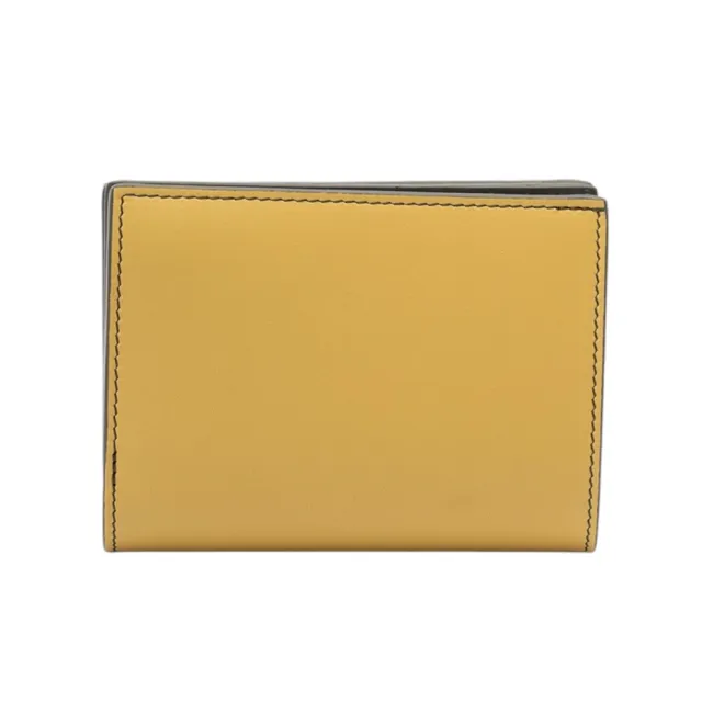 【LOEWE 羅威】Compact Landscape 納帕小牛皮 麂皮 錢包 皮夾 卡夾 短夾 酒瓶綠 赭色