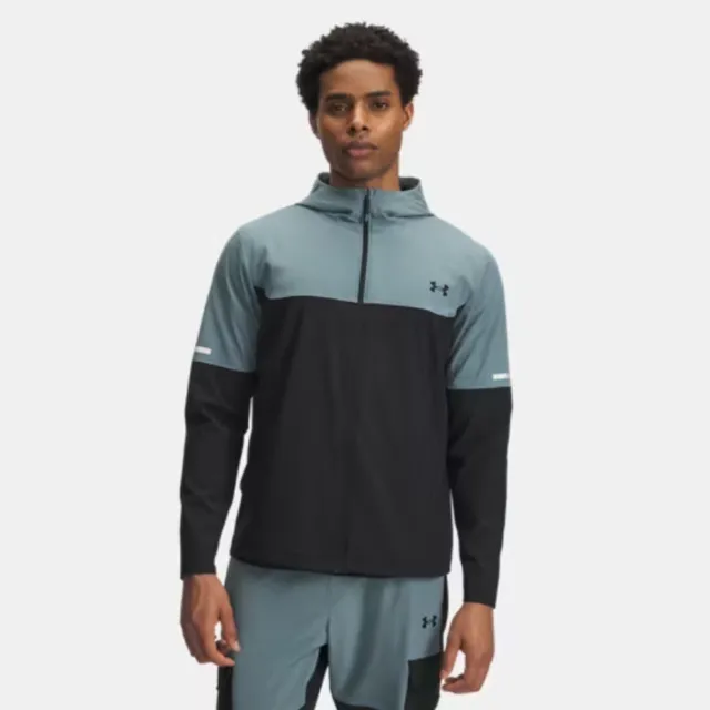 【UNDER ARMOUR】外套 男 運動連帽外套 TECH UTILITY WOVEN 黑灰綠 6004967-002