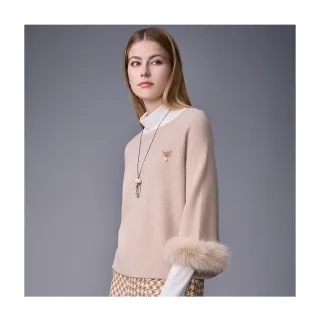 【en-suey 銀穗】毛毛袖口七分袖線衫-女