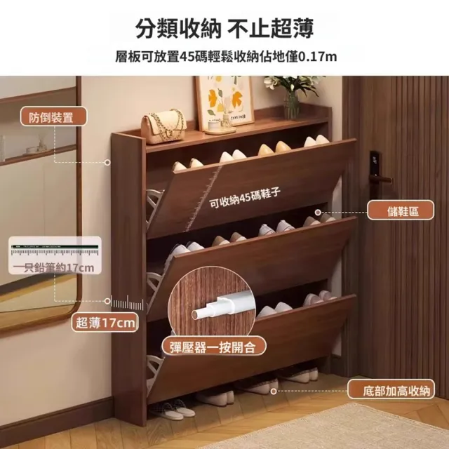 【Quality 聚家】鞋櫃 鞋架 翻鬥鞋櫃 超薄鞋櫃 玄關櫃 窄鞋架(120*17*120CM/翻鬥設計/佔地面積小/超大容量)