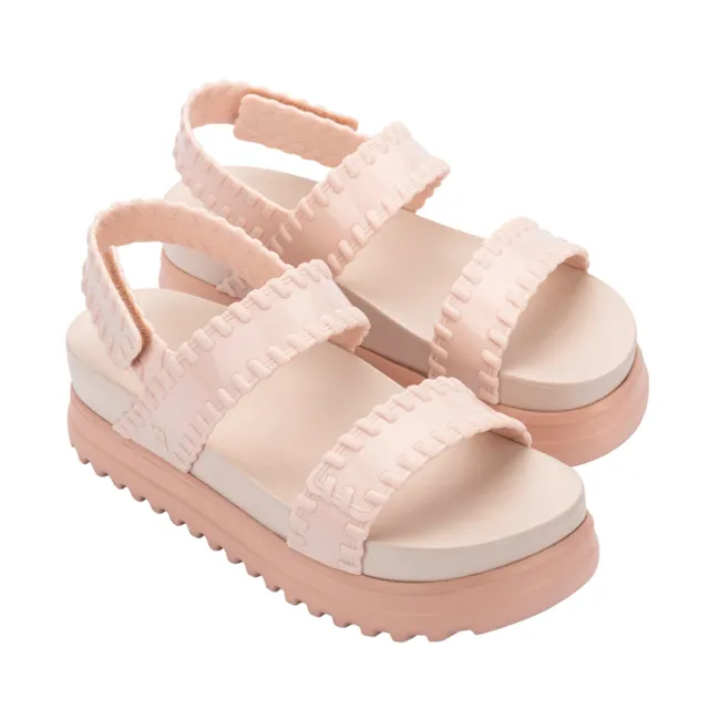 【Melissa】荷葉邊造型厚底涼鞋(米色) 防潑水