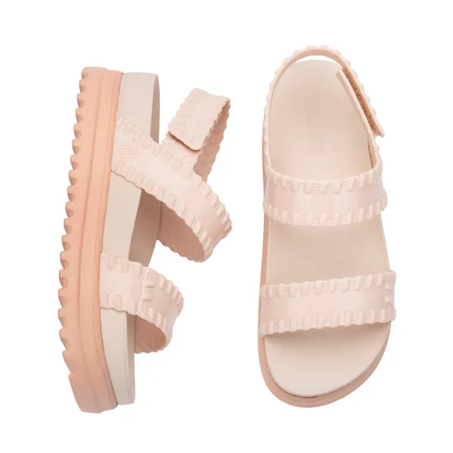【Melissa】荷葉邊造型厚底涼鞋(米色) 防潑水
