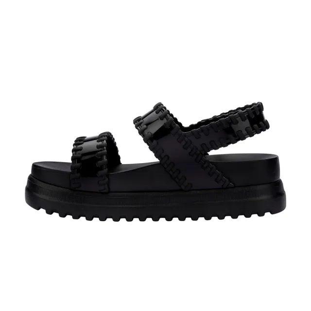 【Melissa】荷葉邊造型厚底涼鞋(黑色) 防潑水