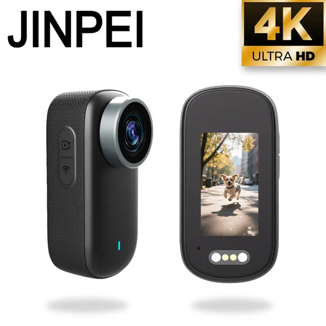 【JINPEI 錦沛】1.5吋螢幕、4K UHD解析度、IP65 磁吸式 EIS防抖、運動錄影 黑色(贈64GB)