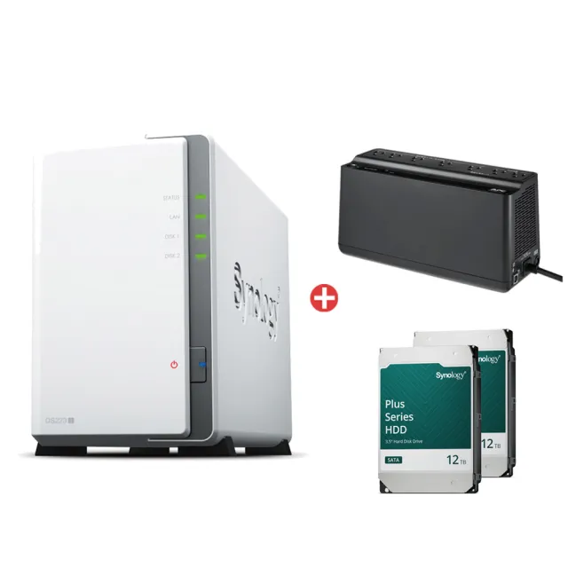 【Synology 群暉科技】UPS組搭12TBx2★DS223j 2Bay NAS 網路儲存伺服器