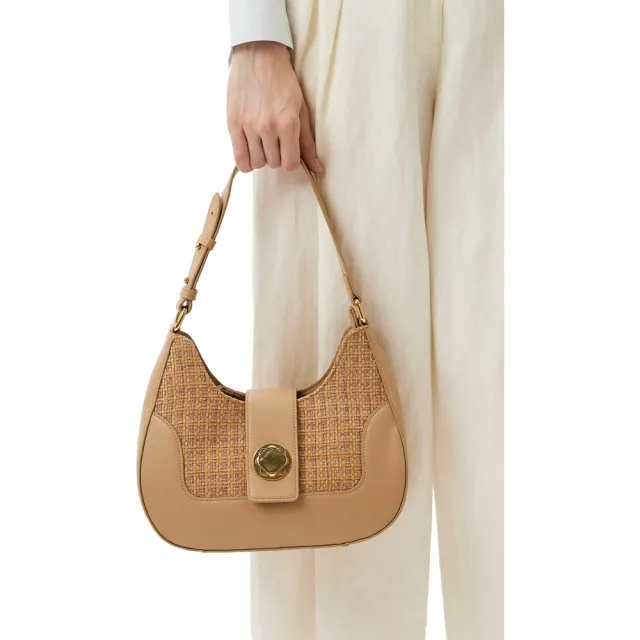 【Cerruti 1881】直播限定 限量2折 義大利原裝進口 頂級時尚手提肩背包 全新專櫃展示品(米金色 6004P)