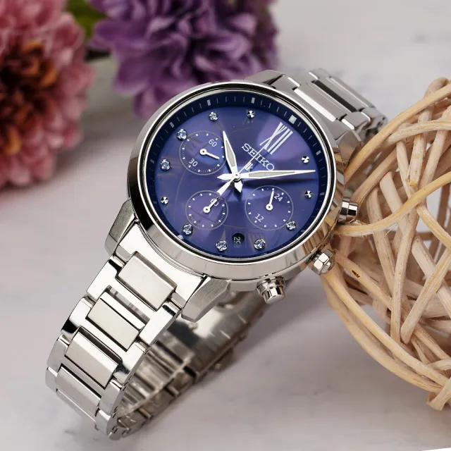 【SEIKO 精工】LUKIA 廣告推薦款 太陽能三眼計時女錶 送禮 禮物 推薦(SSC921J1/V175-0FC0B)