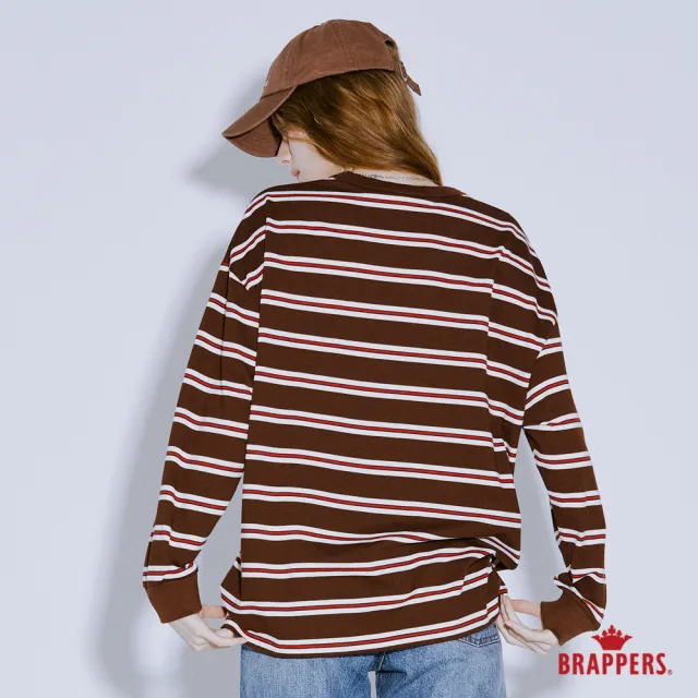 【BRAPPERS】女款 條紋落肩圓領T(咖啡)