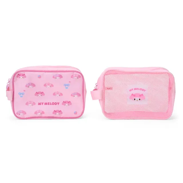 【SANRIO 三麗鷗】旅行用網狀收納包&收納袋 二入組 化妝包