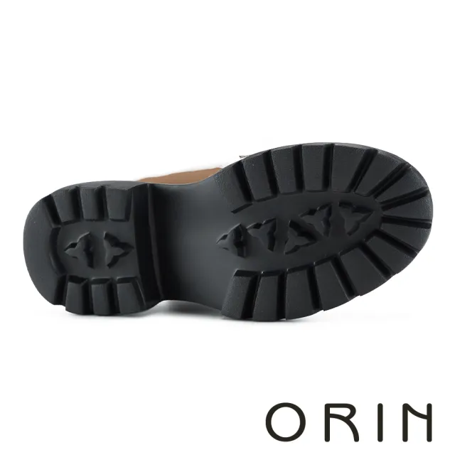 【ORIN】牛漆皮水鑽釦飾厚底樂福鞋(咖啡)