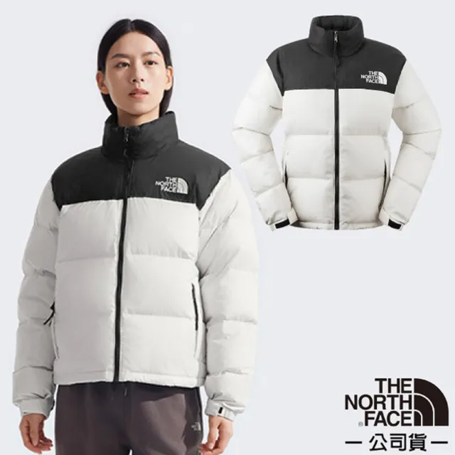 【The North Face】女 ICON 拼接防潑水舒適保暖可收納連帽羽絨外套/禦寒雪衣(3XEO-GOM 白色)