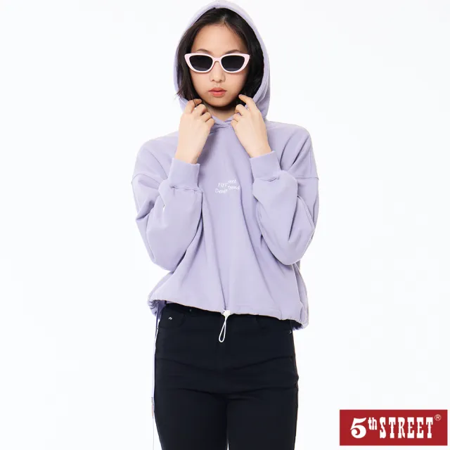 【5th STREET】女裝 連帽上衣 長袖 上衣 帽t 紫色(560921)