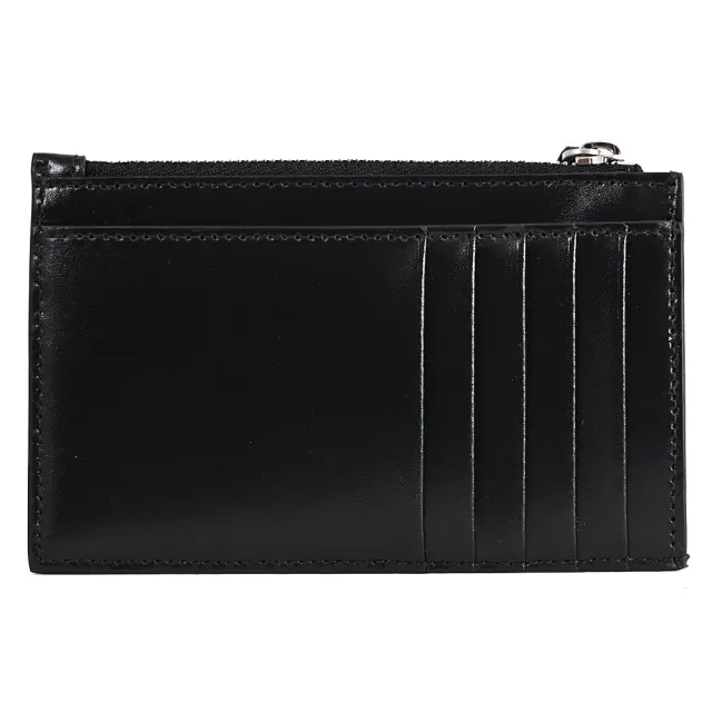 【Balenciaga 巴黎世家】品牌重疊LOGO滑面牛皮信用卡證件名片零錢包(黑)