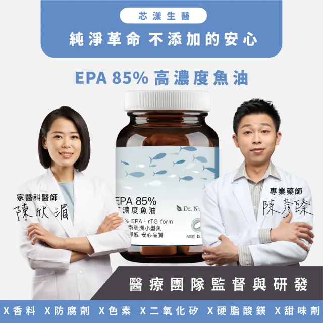 【Dr.Nutri 芯漾生醫】EPA 85%高濃度魚油｜60粒｜瓶裝(挪威高效VIVOMEGA獨家核心技術｜國際認證IFOS五星)
