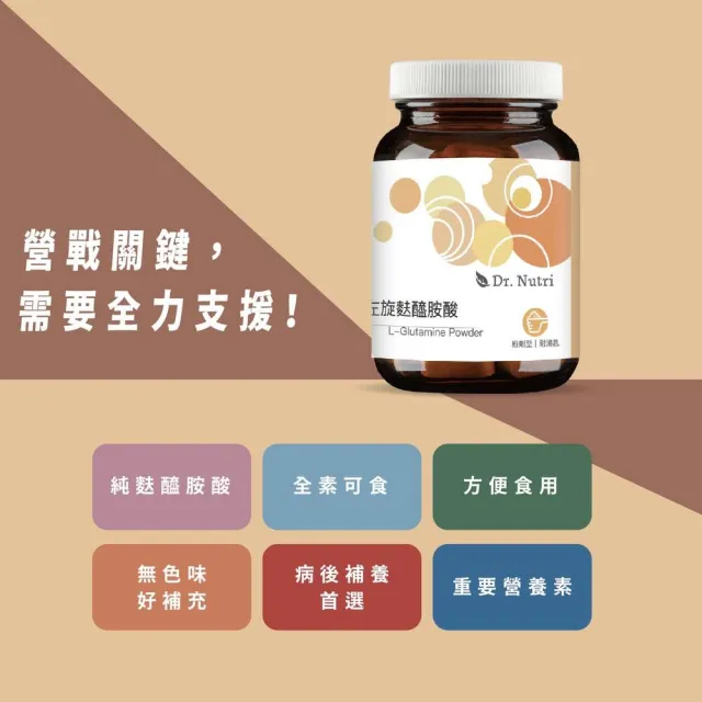 【Dr.Nutri 芯漾生醫】左旋麩醯胺酸Powder｜粉末｜瓶裝｜附湯匙(品質精純好吸收｜專利技術)