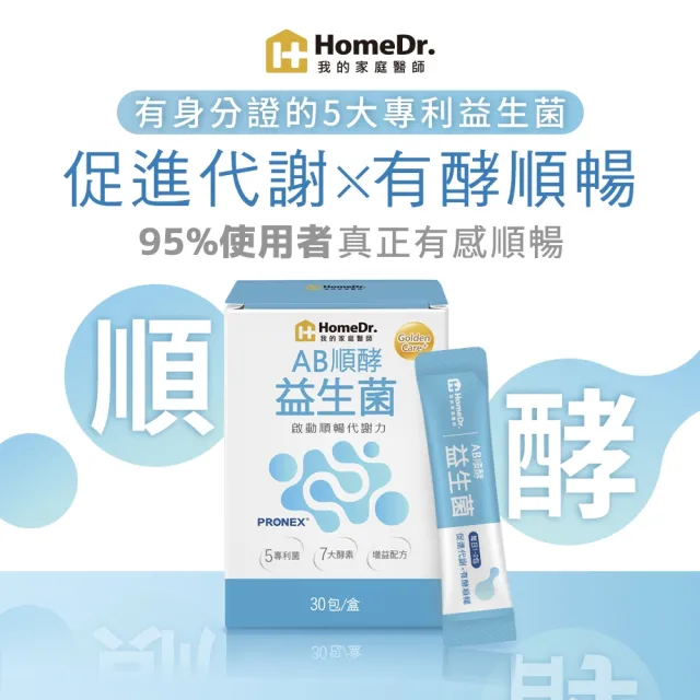 【Home Dr.】AB順酵益生菌x1盒(30包/盒 五大專利益生菌 通暢有酵)_TVAPP