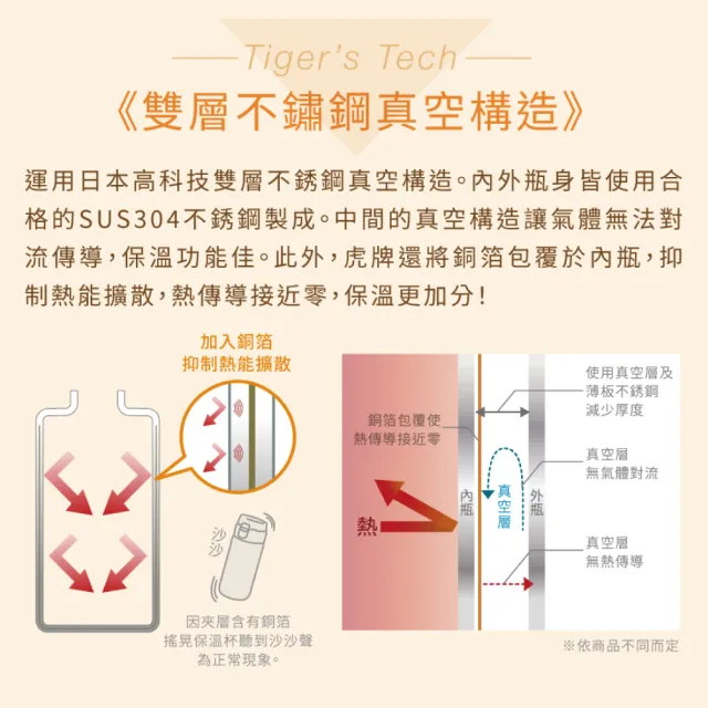 【TIGER 虎牌】買1送1 雙層不鏽鋼保溫瓶(輕量彈蓋MMJ-S060/MEA-B048手提保溫杯)