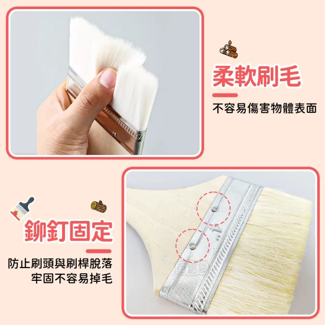 【Finger Pop 指選好物】油漆刷羊毛刷4吋3入(長柄刷 除塵刷 軟毛刷 鍵盤刷 烤肉刷 長毛刷)