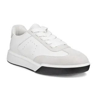 【ecco】STREET COURT W 街頭球鞋系列真皮運動休閒鞋 女鞋(灰白色/白色 27283350153)