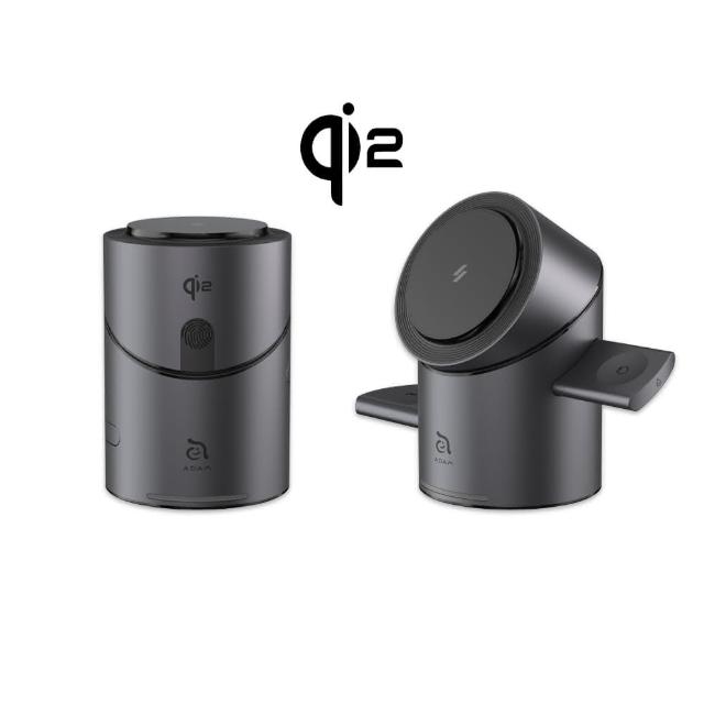 ADAM亞果元素 Mag Tube Qi2 無線充電器，採用最新Qi2標準，提供15W高速無線充電，完美相容iPhone 15系列MagSafe。單埠設計，輸入電壓支援5V/3A、9V/3A，輸出電壓15W，尺寸輕巧（直徑約50mm，厚度約20mm），重量僅45g，中國製造。透過BSMI R39108及NCC CCAB24LP1430T9認證，灰色外觀時尚耐用，享3年保固，提升您的充電體驗。