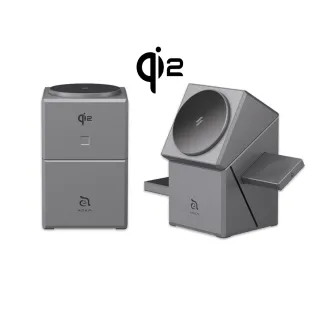 【ADAM 亞果元素】Mag Qube Qi2 立方體智慧型三合一旅行磁吸無線充電座 鈦(無線/Magsafe)