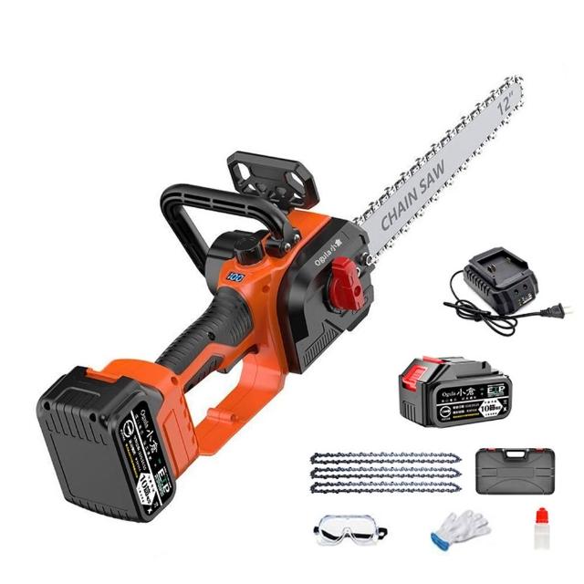 【Ogula 小倉】鏈鋸機 超大功率 快速鋸斷60CM 免安裝12寸無刷數顯（十節一電）鏈條*3(電鏈鋸/伐木鋸/電鋸)