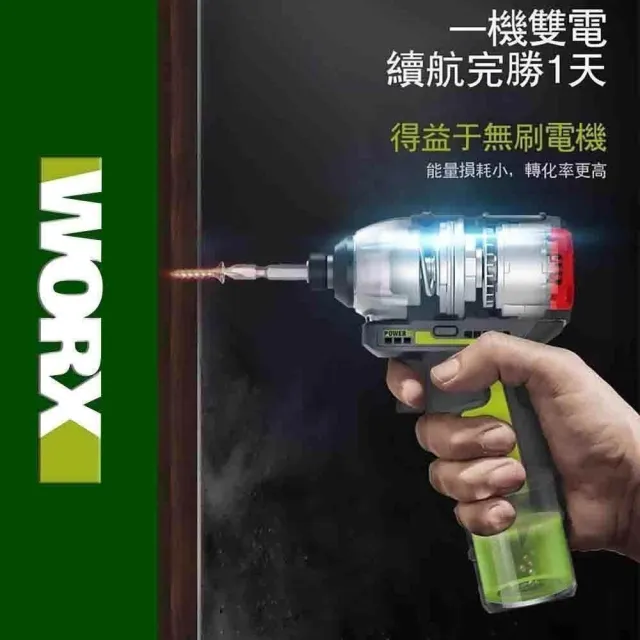 【WORX 威克士】12V電動起子 衝擊起子WU132.9+F14(無刷衝擊起子 電動起子機 鋰電起子機  充電起子機)