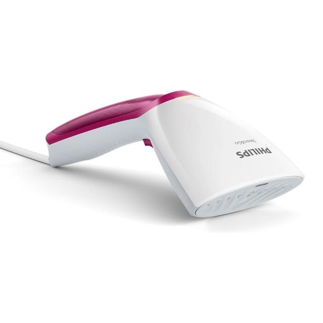 PHILIPS飛利浦 GC350 掛燙機，專為高效除皺設計，配備加大噴頭，提供強勁蒸汽輸出，水箱容量1L以下，適合日常衣物保養。1000W功率快速加熱，110V電壓適用臺灣地區，BSMI認證R3D904安全保障，1年保固，中國製造。包裝尺寸38 x 12.8 x 15 cm，輕巧便攜，還附贈衣物防塵套，完美保護您的衣櫥。