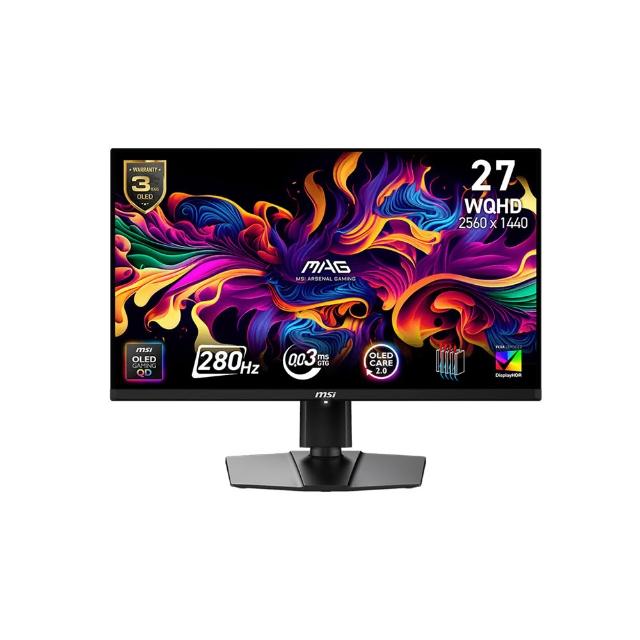 【MSI 微星】MAG 271QP QD-OLED X28 平面電競螢幕-27型/WQHD/280Hz/0.03ms/QD-OLED/Adaptive