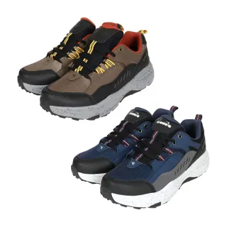 【DIADORA】防潑水寬楦越野鞋 男鞋 運動鞋 登山鞋 咖啡/丈青(雙重防潑水 寬楦 反光 保護後跟 穩定 止滑)