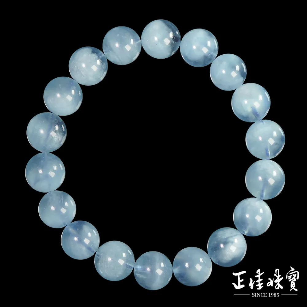 【正佳珠寶】海藍寶 頂級貓眼海藍寶 11.2-11.8mm 海藍寶手珠