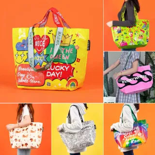 【吉豐洋行】大容量編織防水包/購物袋/游泳健身衣物袋/大包/海灘包(多款多色時尚塗鴉)