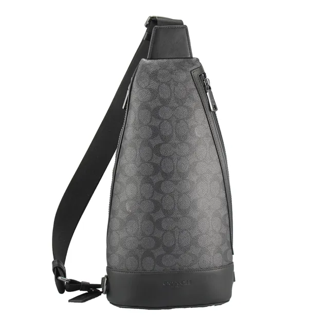 【COACH】Dominic新款Logo側肩/肩背/胸背包(黑灰CY801)