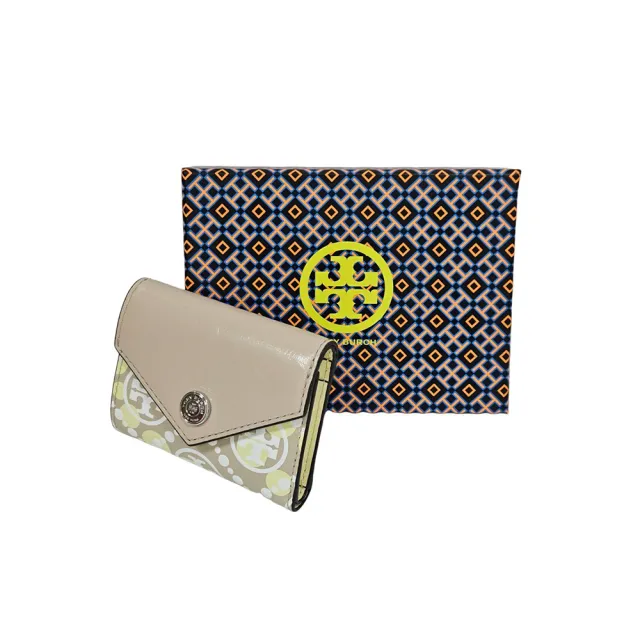【TORY BURCH】TORY BURCH TB 滿版LOGO點點壓紋設計信封式短夾禮盒組(送禮 贈原廠紙盒紙袋)