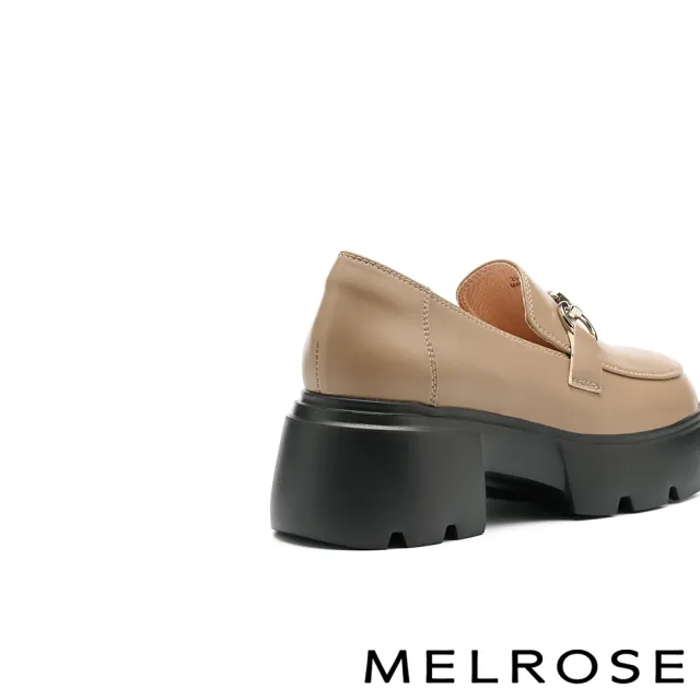 【MELROSE】美樂斯 復古學院風馬銜釦樂福厚底鞋(杏)