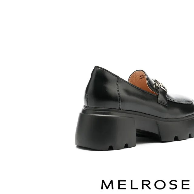【MELROSE】美樂斯 復古學院風馬銜釦樂福厚底鞋(黑)