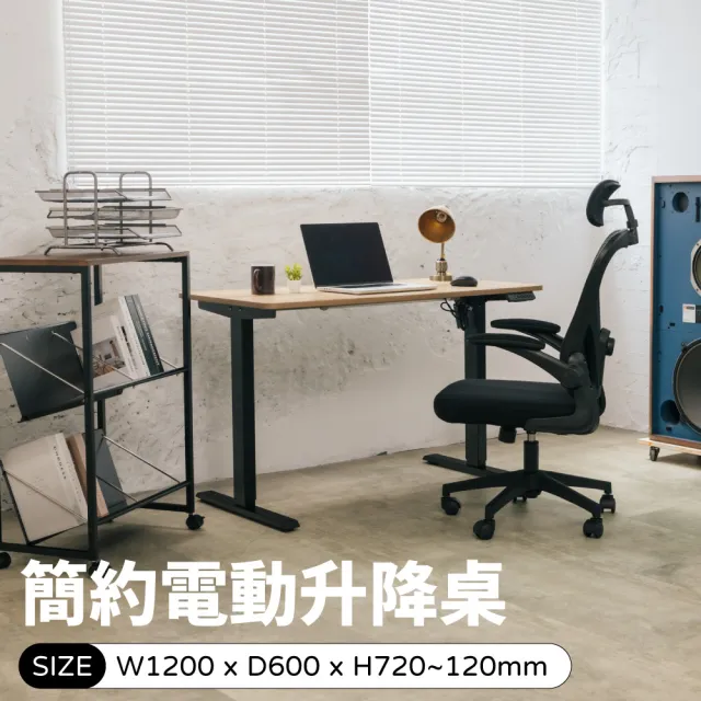 【林製作所】120x60cm黑色簡約無段電動升降桌(台灣製桌板 雙色可選 三段記憶 書桌 電腦桌 工作桌 辦公桌)