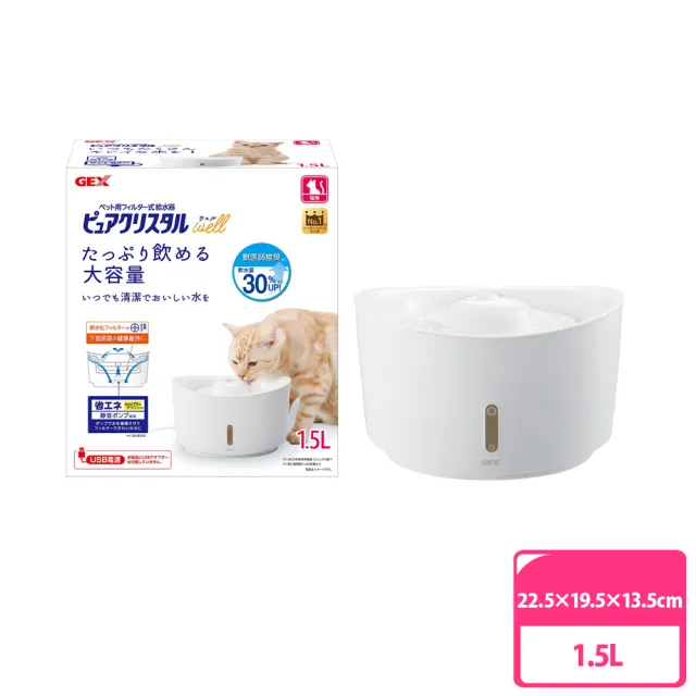 【GEX】日本愛貓視窗型進階板飲水器1.5L(貓用飲水器)