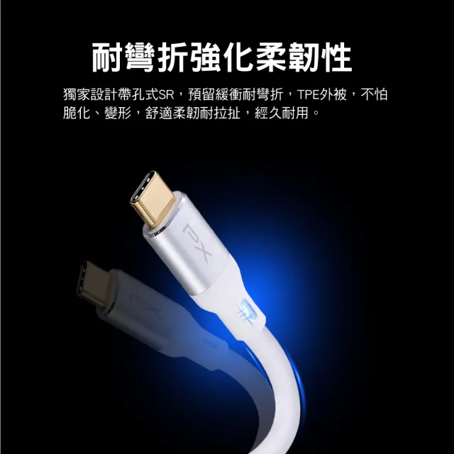 【PX 大通-】2入組3年保固 贈束帶Type C 雙向快充線USB 2.0 充電線手機線iphone蘋果三星(ACC2-1W)