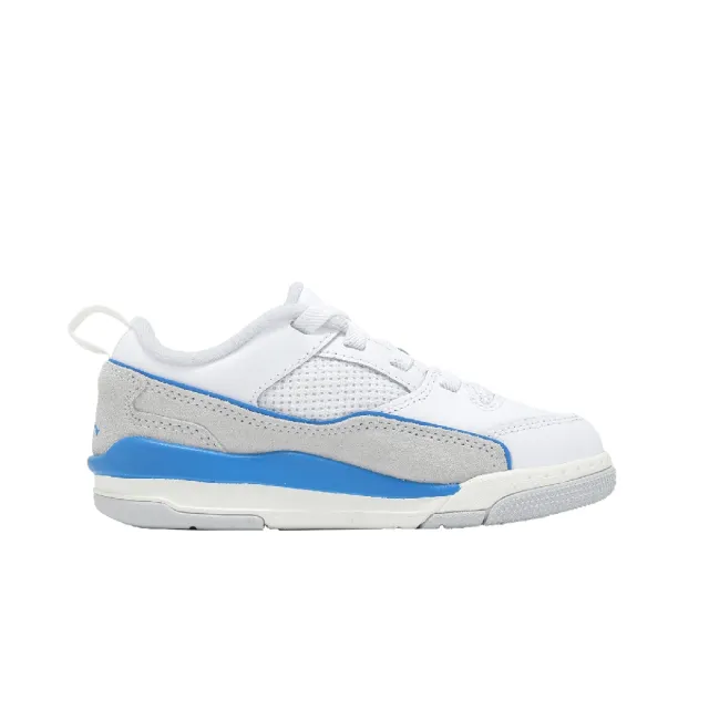 【NIKE 耐吉】休閒鞋 Jordan Flight Court PS 中童 小朋友 白 藍 喬丹 彈性鞋帶(HF3332-104)