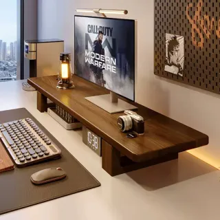 【MINE 家居】純實木螢幕增高架 雙尺寸雙色任選 100 /120 cm(螢幕架/增高架/桌上架)