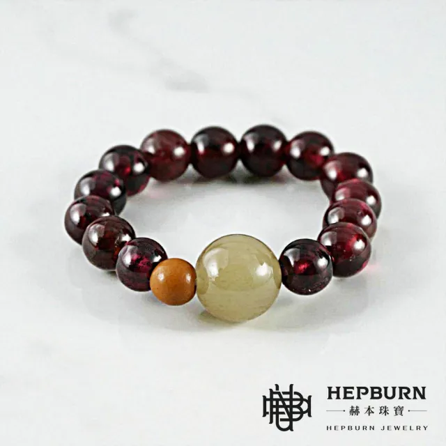 【赫本珠寶】石榴石和田玉橄欖核戒指