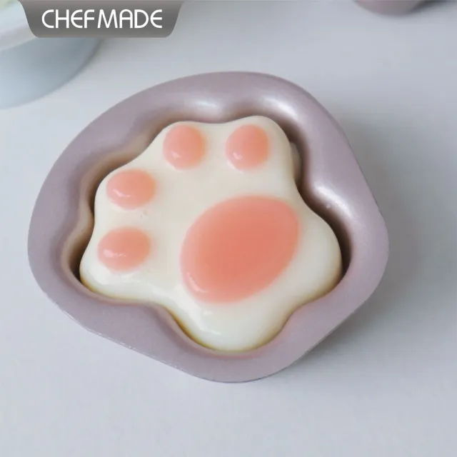 【Chefmade 學廚】宇宙工作室 貓咪腳印模具 貓爪蛋糕模(WK9965-6金色不沾貓爪型蛋糕模六件套)