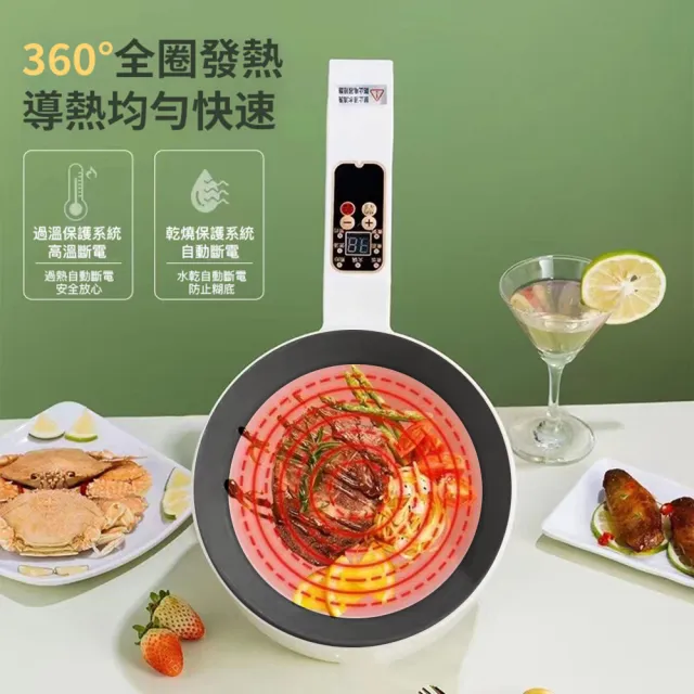 【小不記】多功能電煮鍋 快煮鍋 不沾鍋 小火鍋 電鍋 美食鍋 料理鍋 快炒鍋 電鍋 電熱鍋(內膽1.2L+蒸籠0.8L)