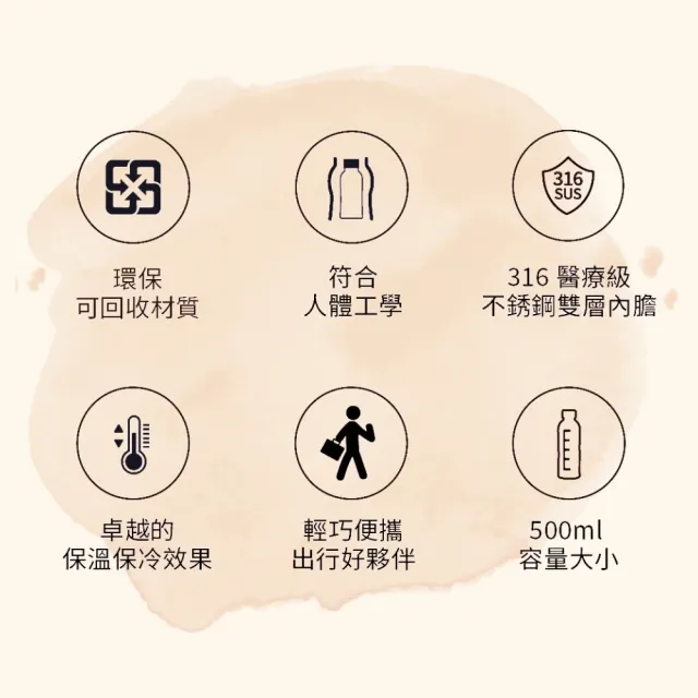 【Bugatti 布加迪】買1送1 義大利 I LOVE YOU系列 500ml保溫瓶(316醫療級不鏽鋼/任選2色)