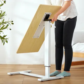 【樂嫚妮】手動式氣壓升降桌 摺疊邊桌 電腦桌(床邊桌 懶人桌 氣壓桌)