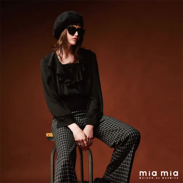【mia mia】荷葉造型雪紡上衣