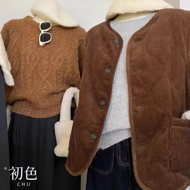 【初色】燈心絨加棉加厚單排釦保暖背心外套女外套-共3色-39087(M-2XL可選)