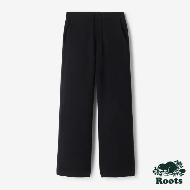 【Roots】Roots女裝- BOWEN WIDE LEG 棉褲(黑色)