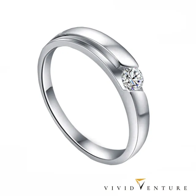 【Vividventure 亞帝芬奇】14K 天然鑽石 GIA 30分 FSI2 戒指+10分 鑽石 男戒 愛的閃耀(對戒 結婚 套組)
